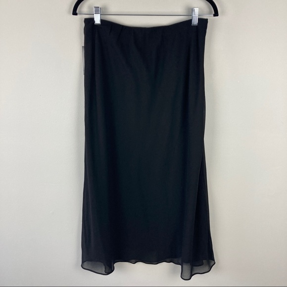 Alex Evenings Georgette Tea Length Black A Line Skirt Size Large / L - Picture 3 of 5